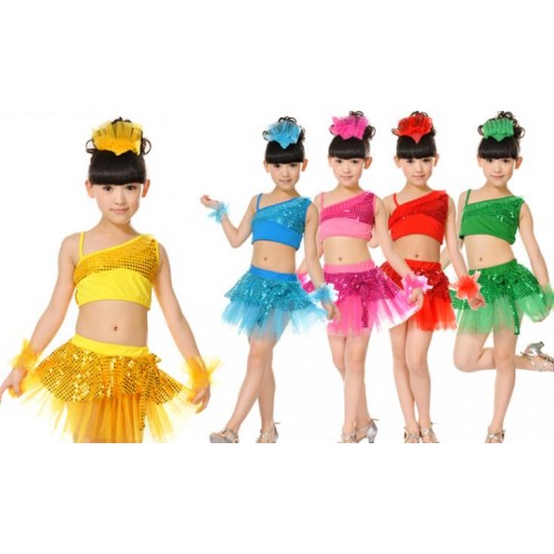 Girls Jazz/Latin/Ballet Dance Costume Kids Party Dress up Dancing Top Skirt Performances Stage Outfit